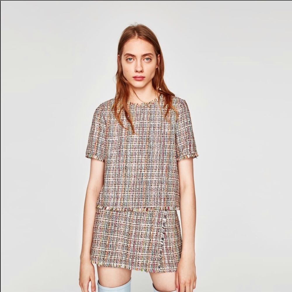 Zara SET frayed top and skort